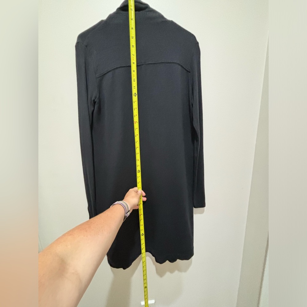 Athleta Womens Compact Coaster Long Wrap Cardigan Sweater Size XS Black Ribbed - Picture 8 of 9